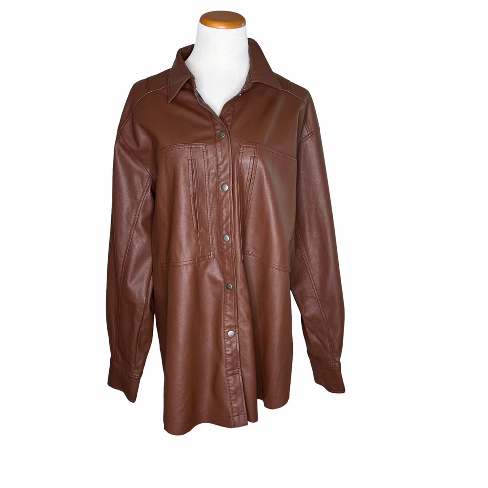 Women's Brown Leather Jacket - Picture 2 of 8